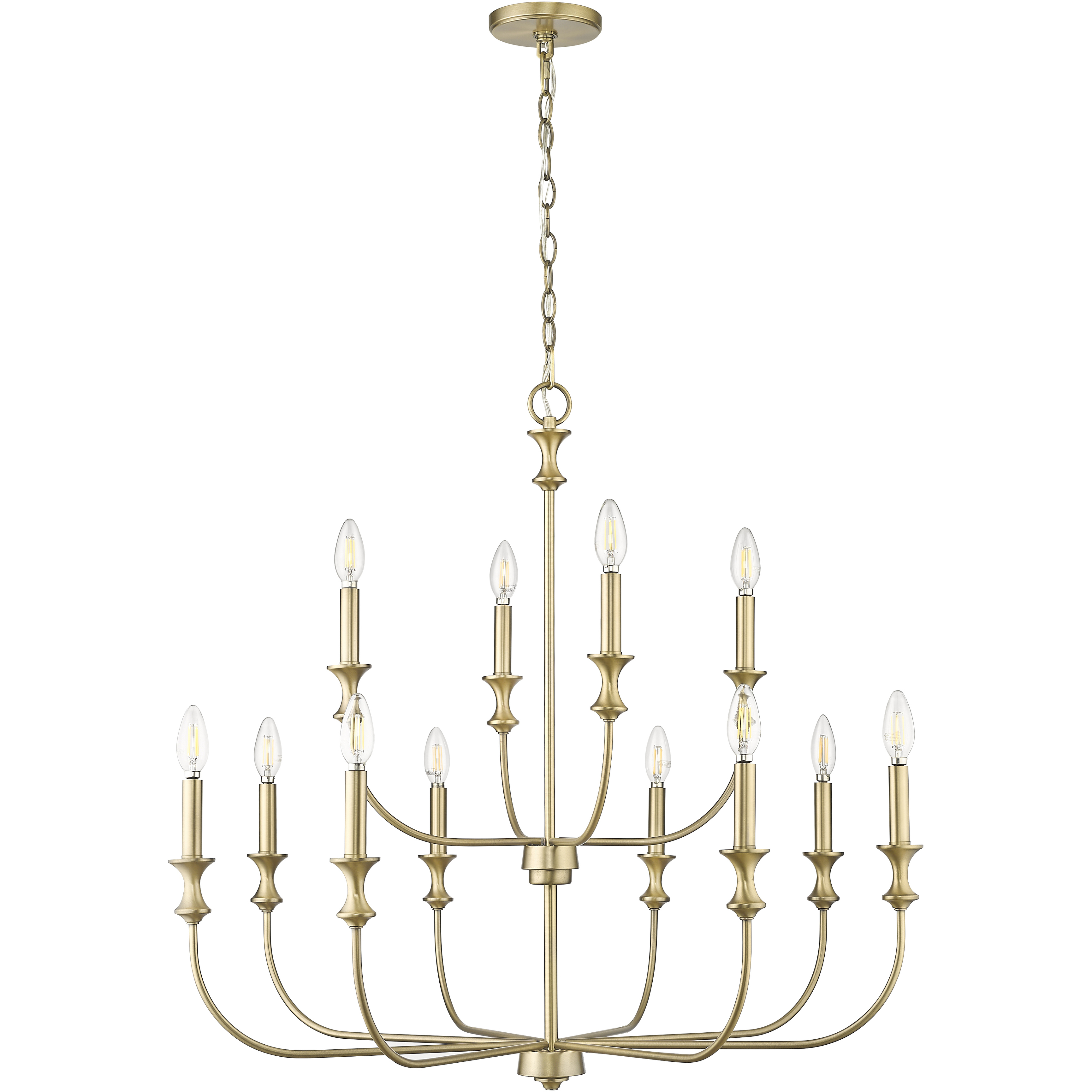 Savanne 12 Light 34 inch Vintage Brass Chandelier Ceiling Light